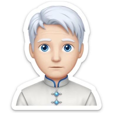 Servant Boq from Wicked with blue eyes, white hair, white outfit sticker