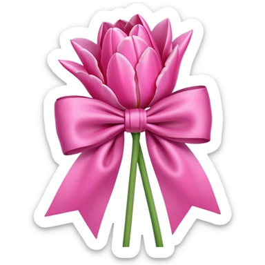 Pink tulips with a bow sticker