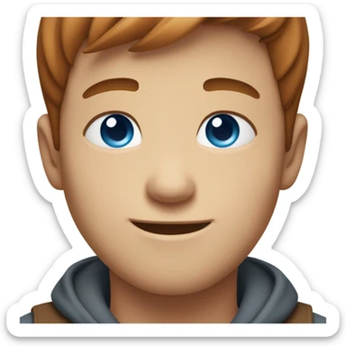 smiling boy with blue eyes brown hair red facial hair sticker
