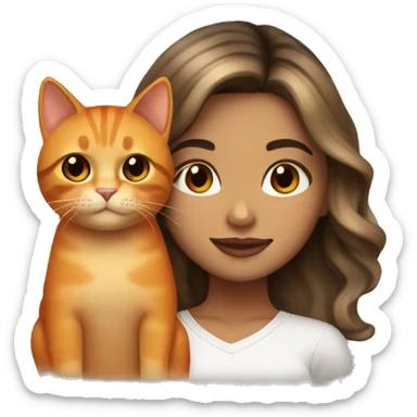 Hispanic girl with blonde balayage and brown eyes holding an orange cat sticker
