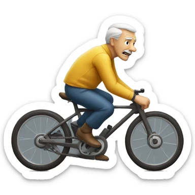 Old men on the bike racing from the hill sticker