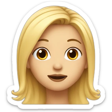 Blonde with hair parted in the middle blowing a kiss sticker