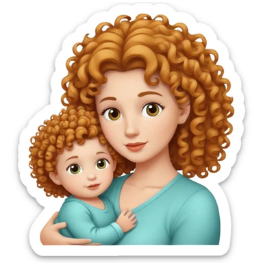 mother and baby with matching curly hairstyles sticker
