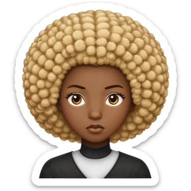 Un regard clair qui tranche avec une peau foncée intense, un afro naturel marqué de mèches blondes, et une expression calme mais affirmée. sticker