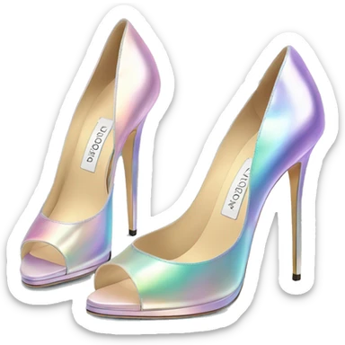 Realistic isolated top view of a pair of pastel  iridescent Jimmy Choo stiletto high heel shoes.  sticker