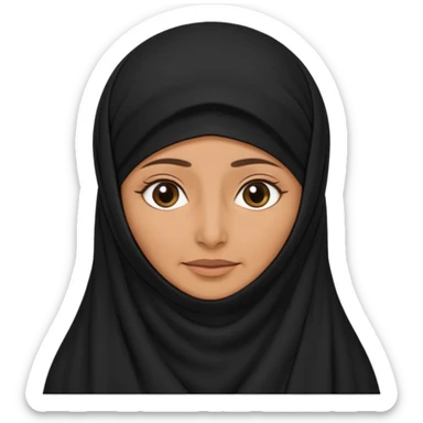 an old emirati women wearing traditional cloths covers her face with burg'a a;; the cloths and burqa'a are black no accessories sticker