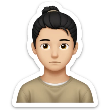 homme cheveux noir long attaché sans cheveux dépassant  16 ans, un peu bronzé sticker