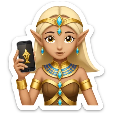 elf with egypt custome dress and smartphone sticker