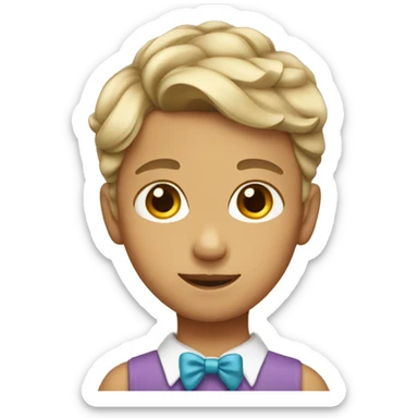 boy wearing dress and bow in hair sticker