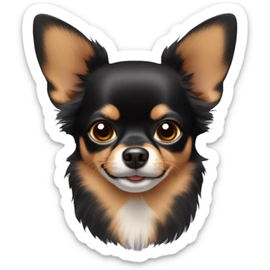 black and brown chihuahua with big hair on the ears sticker