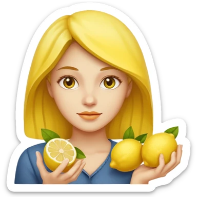 Woman holding lemons sticker