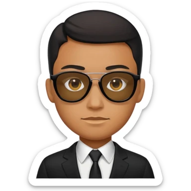 Apple emoji style, black-suited special agent wearing sunglasses sticker