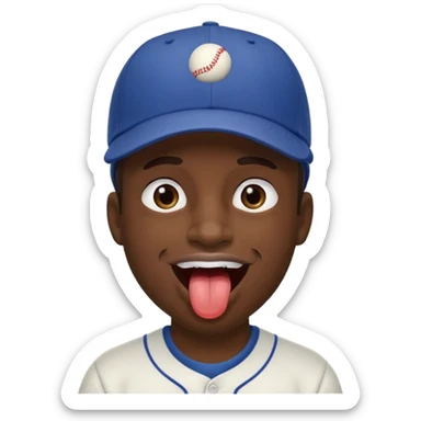 Negro con gorra de béisbol sacando la lengua sticker