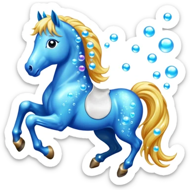 A magical horse made entirely of transparent bubbles and water, with a flowing mane of small bubbles sticker
