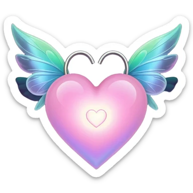 glow in the dark heart with fairy wings sticker