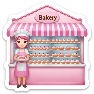 pink bakery shop sticker