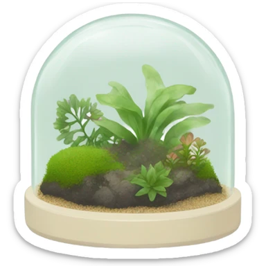 Dome shaped plant terrarium with moss and small plants sticker