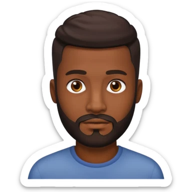 Dark brown skin man with a light beard and a fade haircut with dark brown eyes sticker