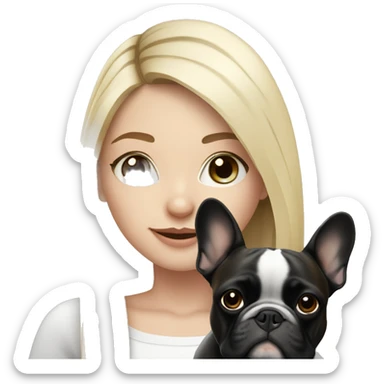 Long hair Blonde girl with black/white French bulldog sticker