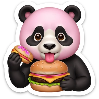 urs panda roz cu un burger sticker