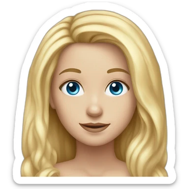 White Girl with long blond hair and with blue eyessmiling sticker