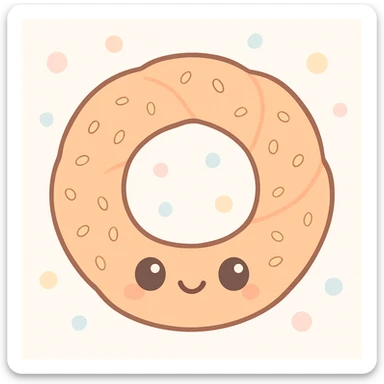 a simit, the Turkish sesame bagel, cute cartoon style, adorable and charming sticker