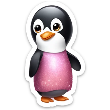 A penguin wearing a cute pink glittery dress and pink shoes sticker