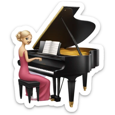elegant lady wearing a dress playing the grand piano sticker