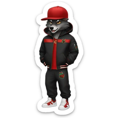 Werewolf with red Gucci hat and black Gucci tracksuit sticker