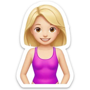 A flat cartoon girl in swimsuit sticker