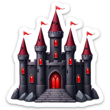Dark Vampire Castle with the colors dark red and black, the castle should have dark red eys in the stones sticker