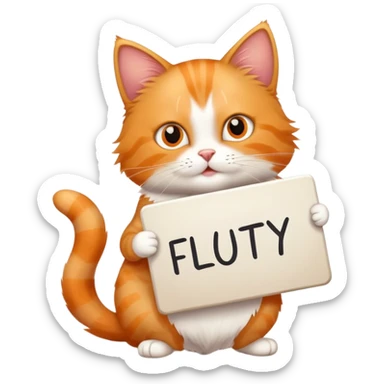 A cat holds the sign with the inscription sticker