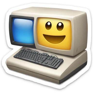 a computer with a smiling face sticker