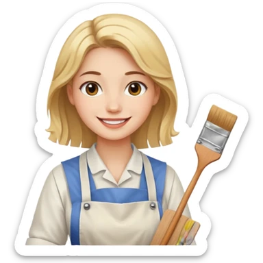 Young Women painting smilling tablier sticker