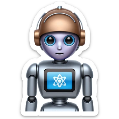 I want atom from reel steel that has gray body with black screen and blue eyes  form the screen and a brown top a  robot his face is the screen  sticker