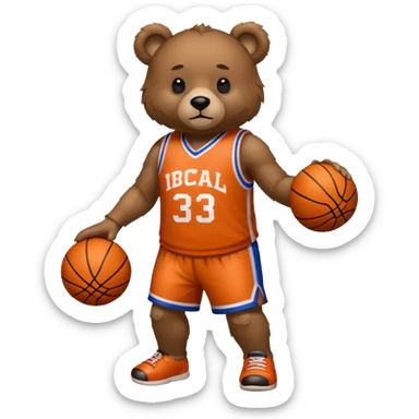 Bear with full body and wearing basketball Jersey sticker