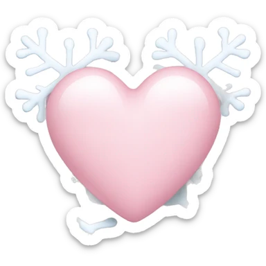 Light pink heart with two snowflakes beside it sticker