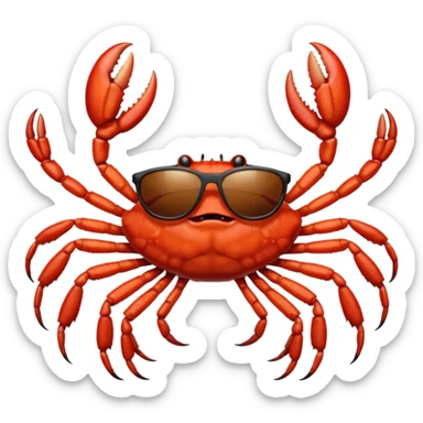 Female Alaska king crab with sunglasses with six legs and 2 claws  sticker