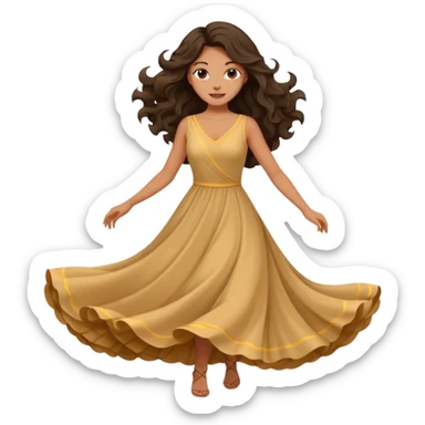 Long dark wavy hair women twirling around sticker