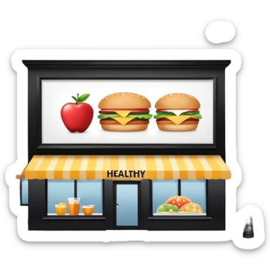 make a billboard on top of a healthy restaurant building written on it "healthy"  sticker