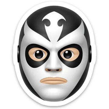 sad face emoji with a classic black and white luchador mask sticker