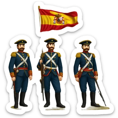 3 Militars with spanish flag im 1869 sticker