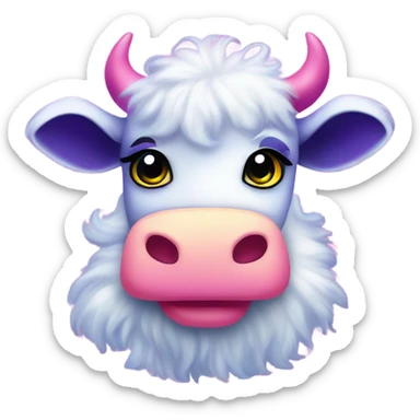 Lisa frank glitter fluffy cow sticker