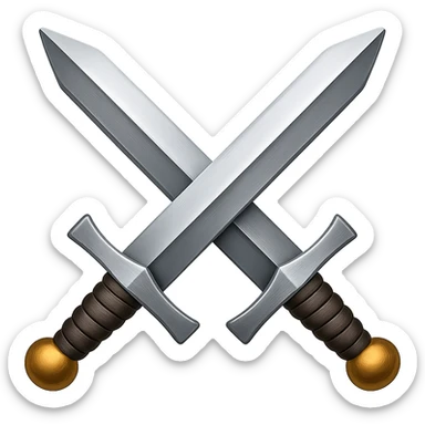 Сгенерируй мне в стиле детализированного емодзи два скрещенных меча железных на пнг фоне без фона sticker