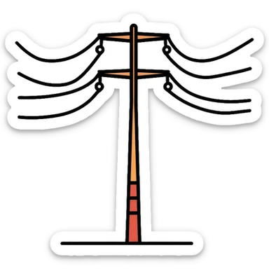 high voltage electrical pole with power lines sticker
