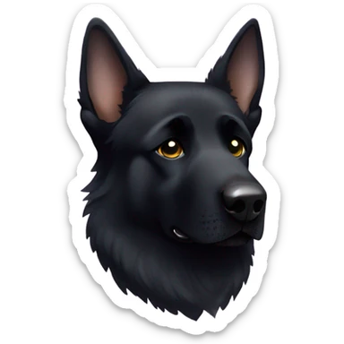All black German shepherd with glitter sad face  sticker