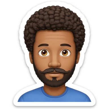 black man with beard, mustache, and short afro sticker