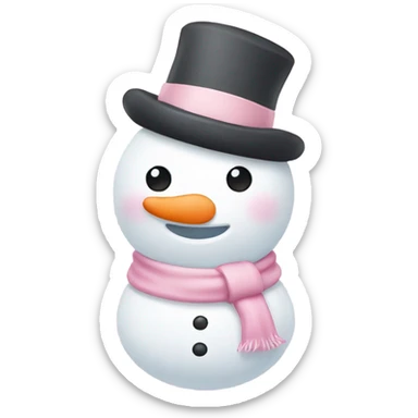 Cute white and light pink snowman sticker
