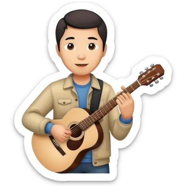 An asian man playing acoustic guitar sticker