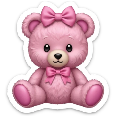 pink teddy bear with a pink bow on their head sticker